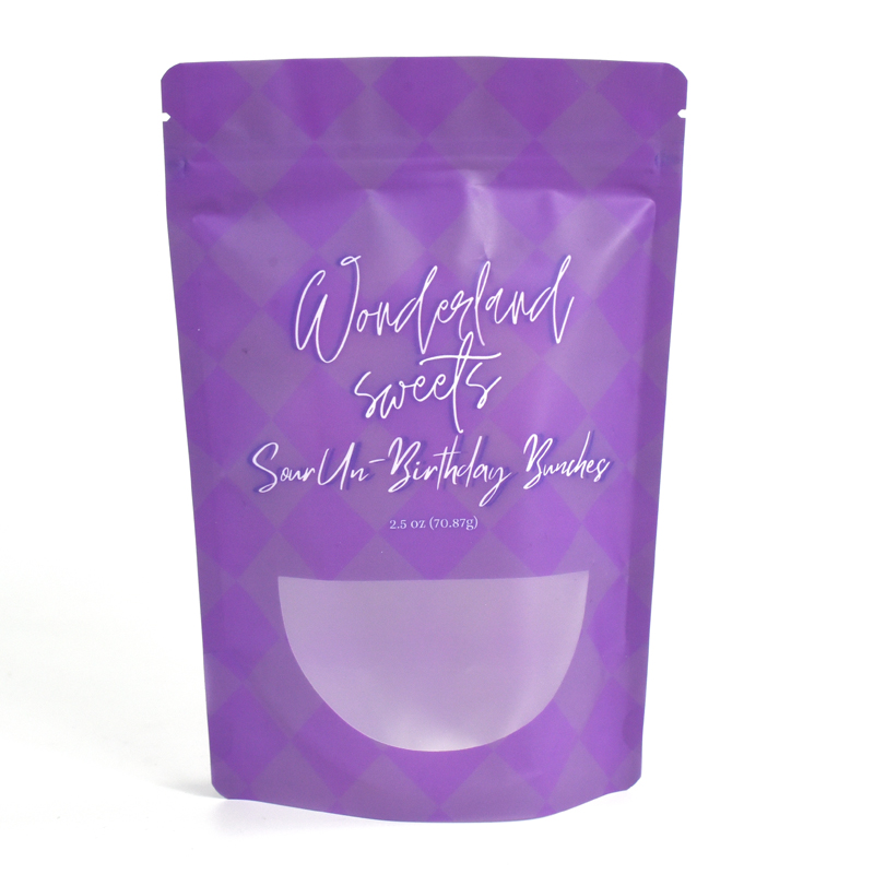 Customized Matte Finish Stand up Pouch with Clear Transparent Bottom for Sweet Candy
